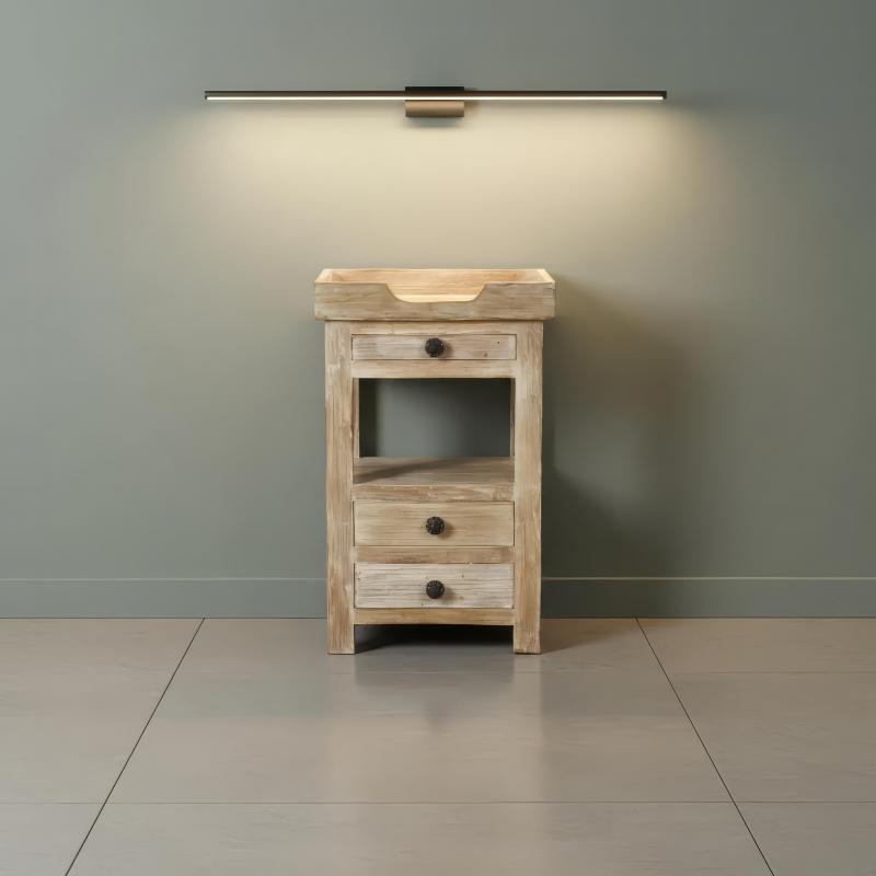 SOLID RECLAIMED TEAK WOOD 3 DRAWER END TABLE / NIGHT STAND