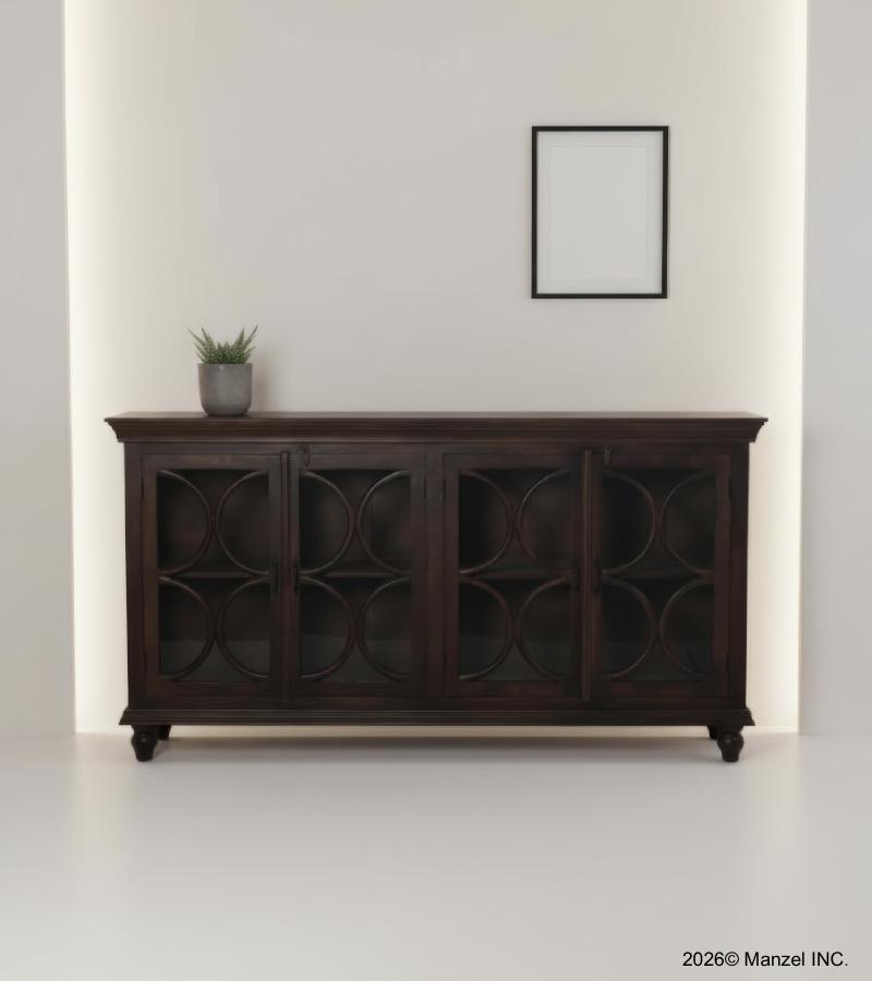 SOLID WOOD & GLASS SIDEBOARD 