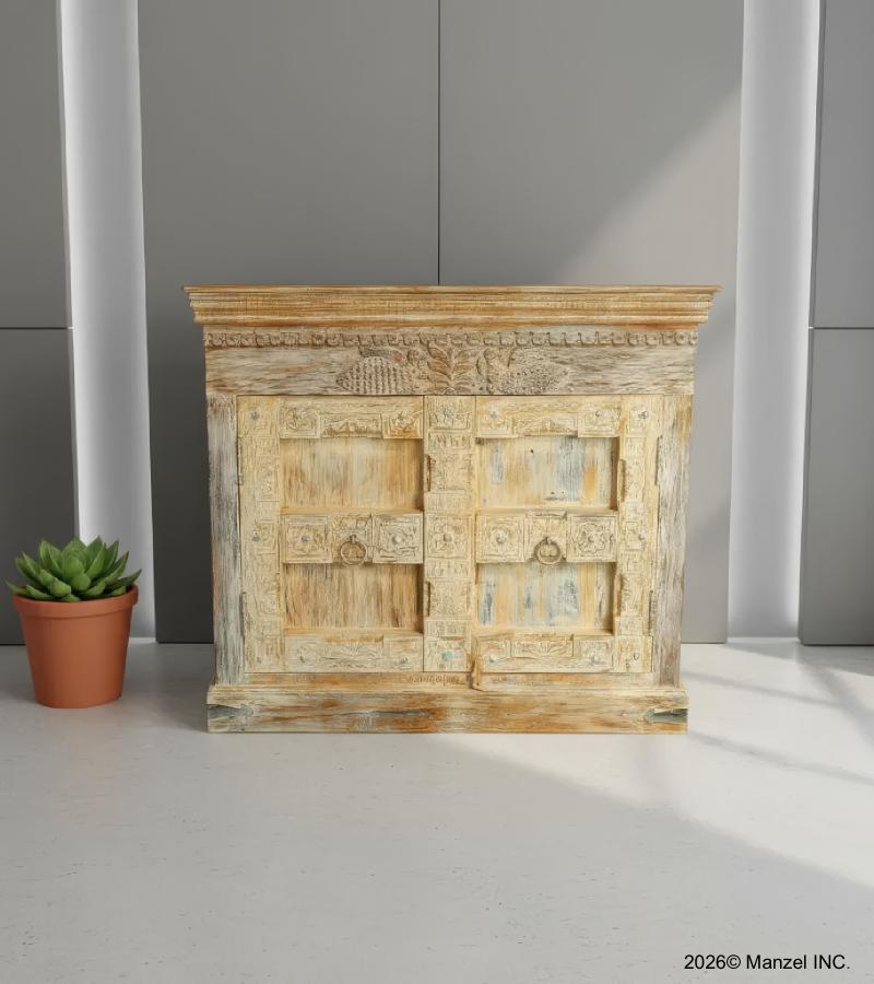 SOLID RECLAIMED WOOD CABINET REPURPOSED FROM OLD DOORS