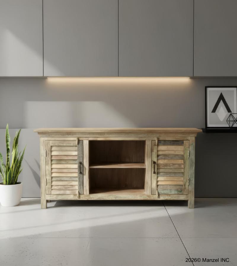 SOLID RECLAIMED TEAK WOOD 2 DOOR CONSOLE SIDEBOARD
