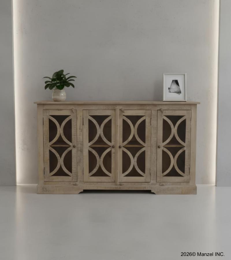 SOLID WOOD & GLASS MODERN SIDEBOARD