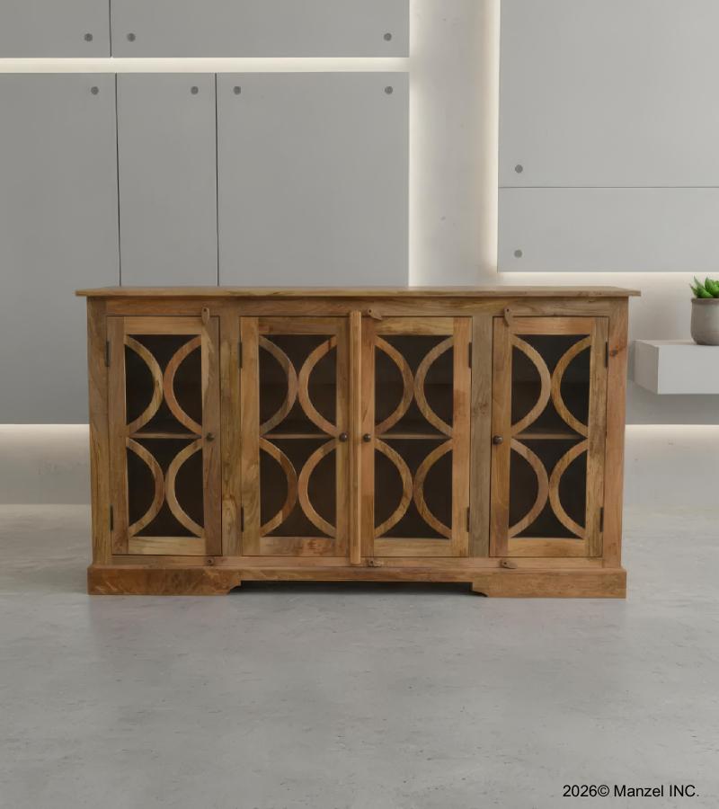 SOLID WOOD & GLASS MODERN SIDEBOARD