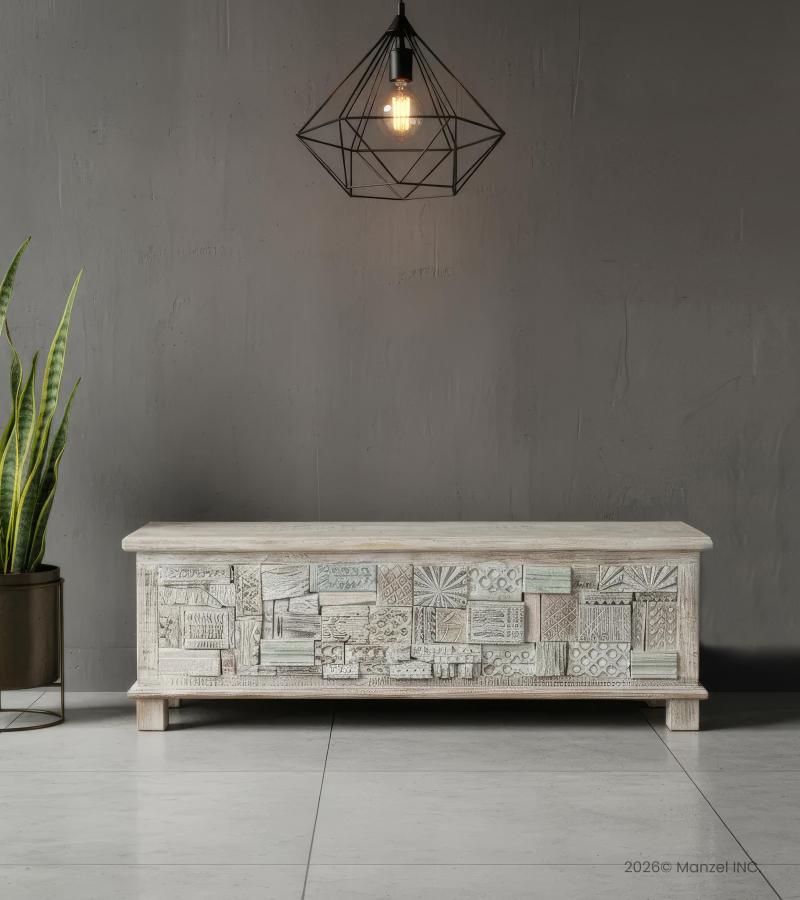 RECLAIMED WOOD STORAGE TRUNK W/ INLAID DETAIL