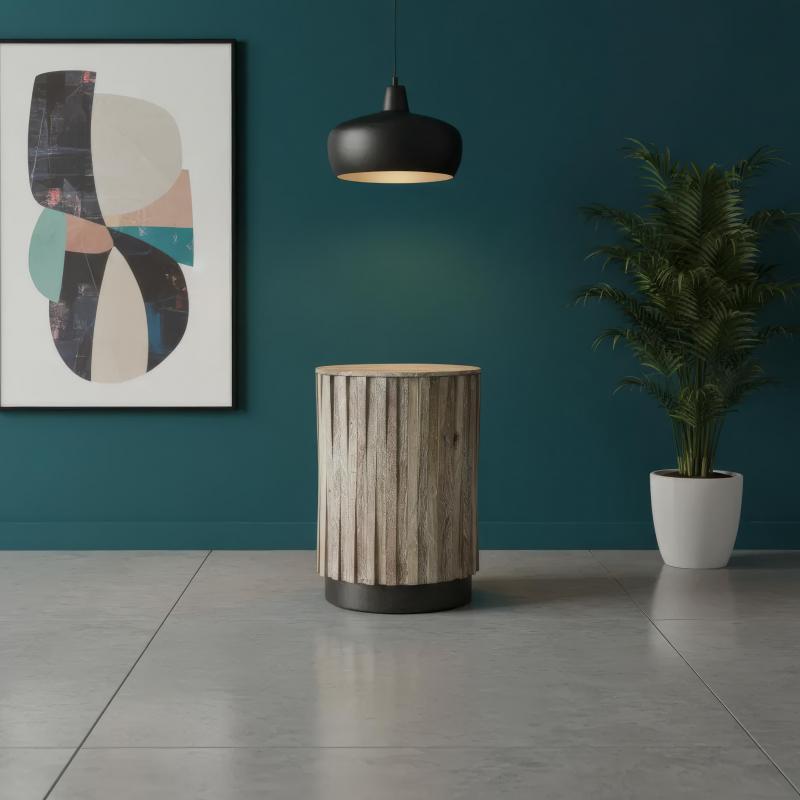 SOLID WOOD & IRON END TABLE