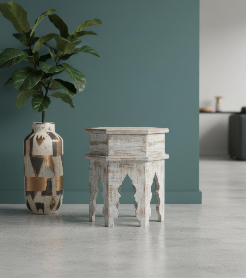 SOLID RECLAIMED TEAK WOOD END TABLE / NIGHTSTAND