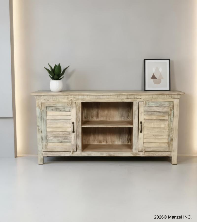 SOLID RECLAIMED TEAK WOOD 2 DOOR CONSOLE SIDEBOARD