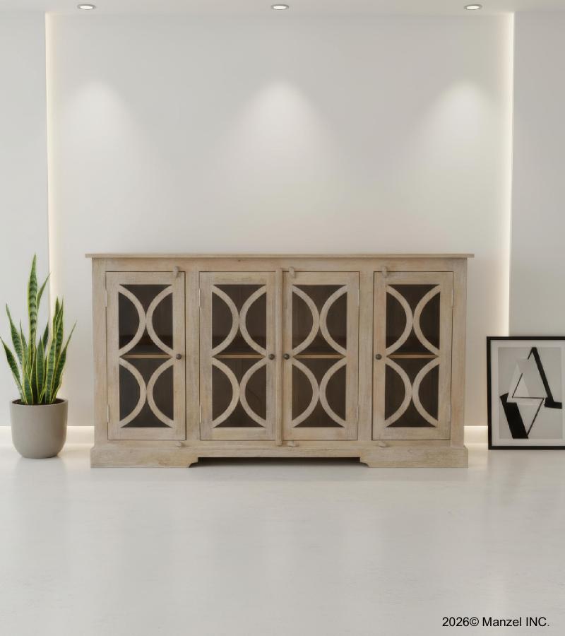 SOLID WOOD & GLASS MODERN SIDEBOARD