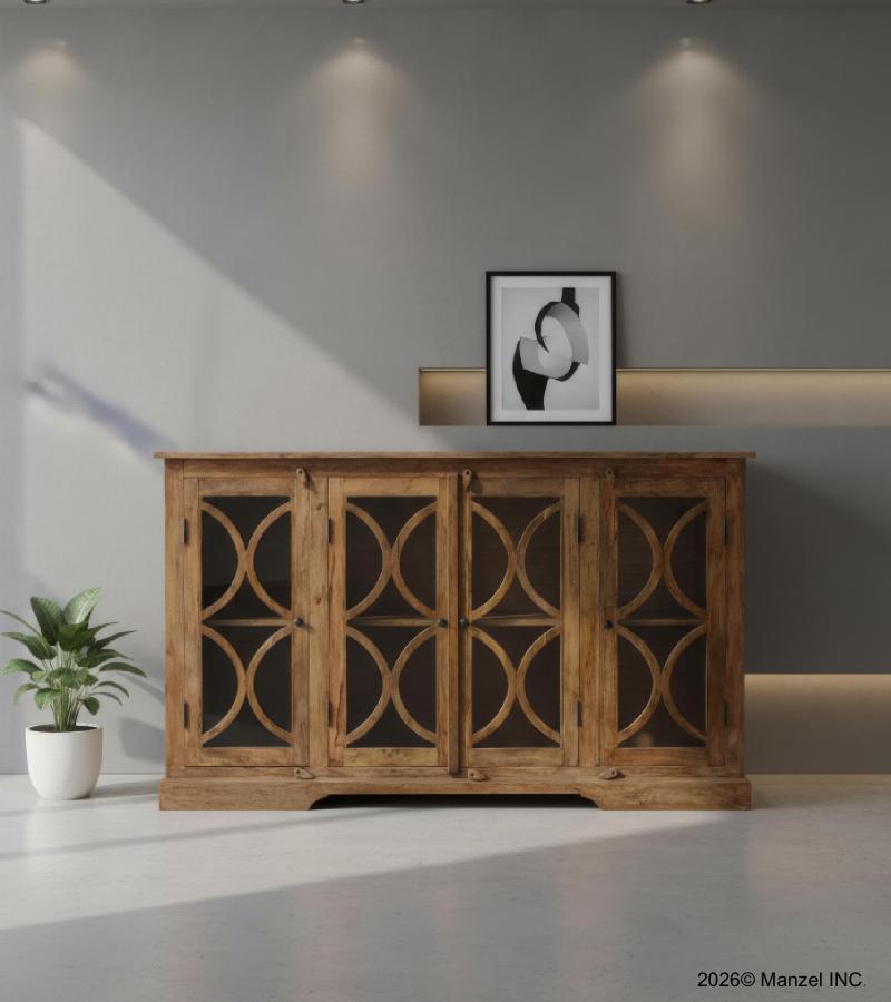 SOLID WOOD & GLASS MODERN SIDEBOARD