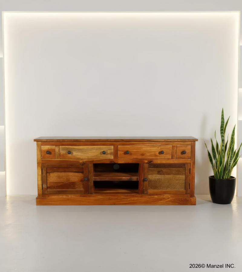 SOLID RECLAIMED TEAK WOOD SIDEBOARD CONSOLE W/ DRAWERS & DOORS