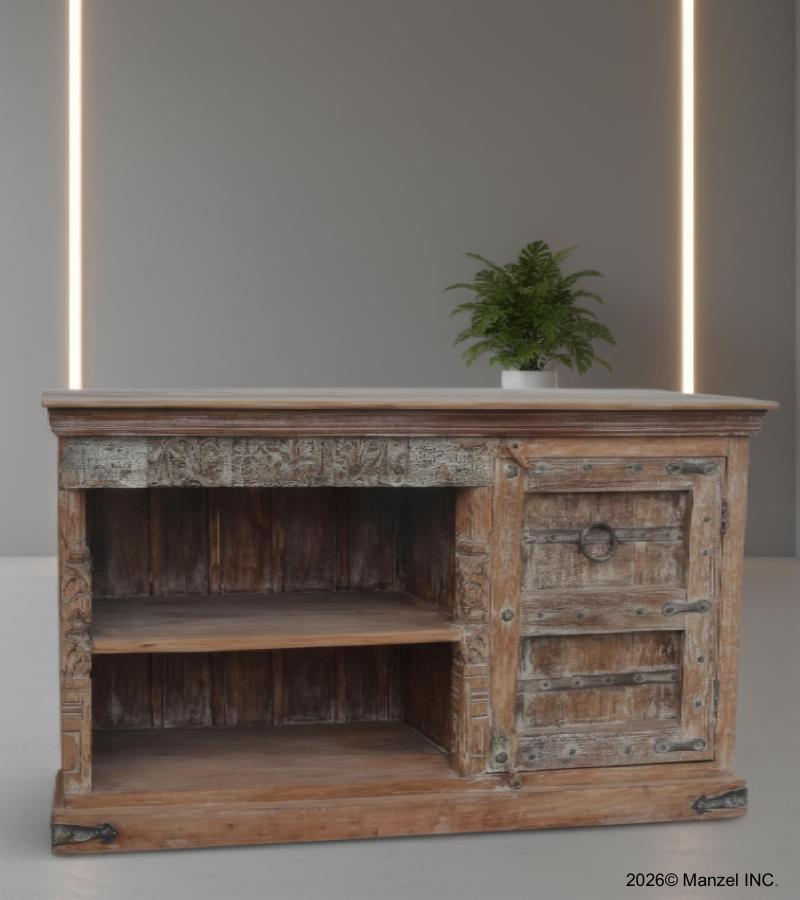 RECLAIMED CARVED TEAK SIDEBOARD 