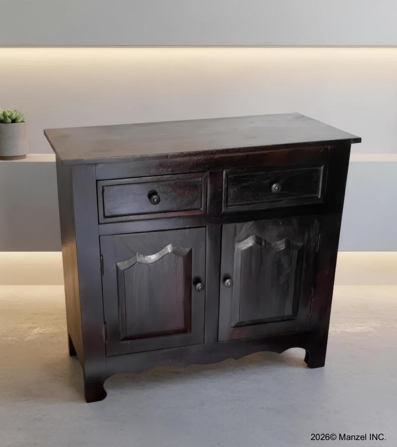 Solid Wood 2-Door 2-Drawer Cabinet