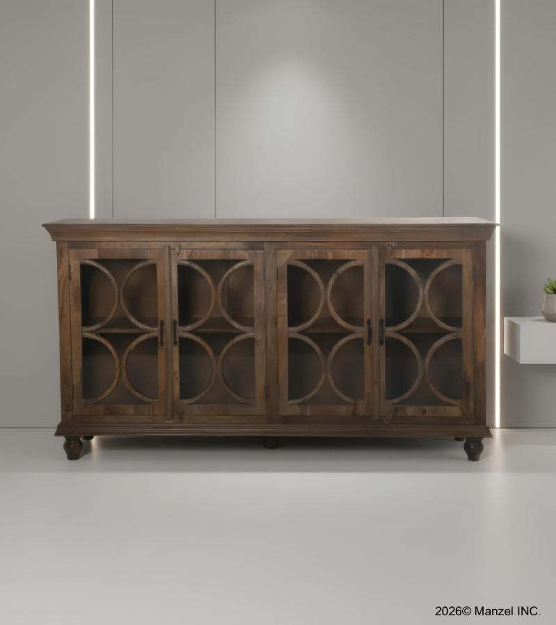 SOLID  WOOD & GLASS SIDEBOARD