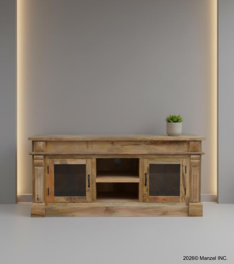 SOLID WOOD MEDIA CABINET W/ 2 DOORS