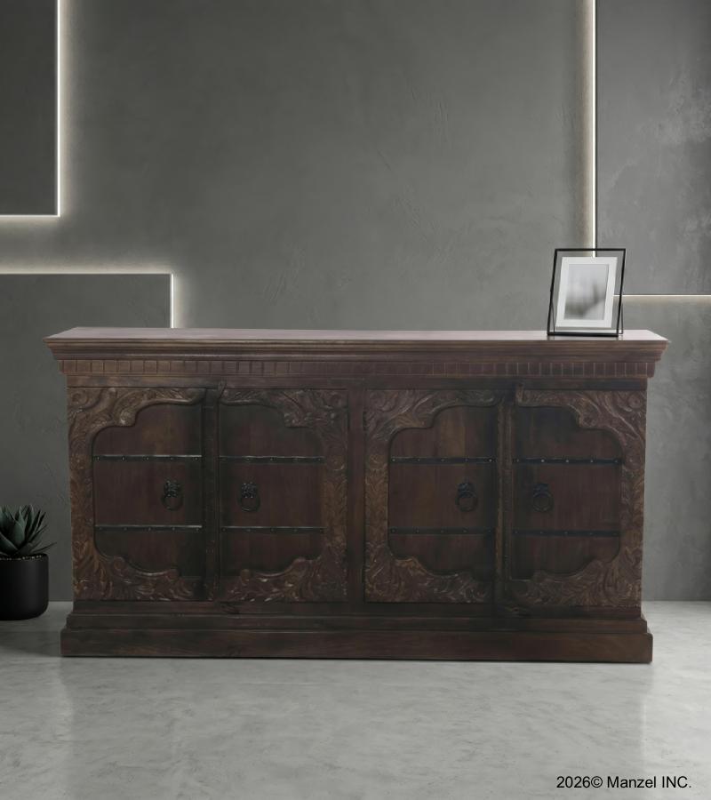 HAND CARVED SOLID WOOD SIDEBOARD 