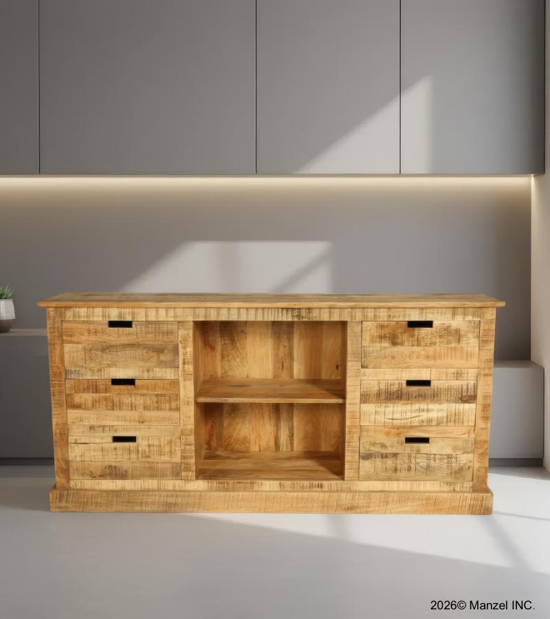 SOLID WOOD 6 DRAWER MEDIA CABINET SIDEBOARD