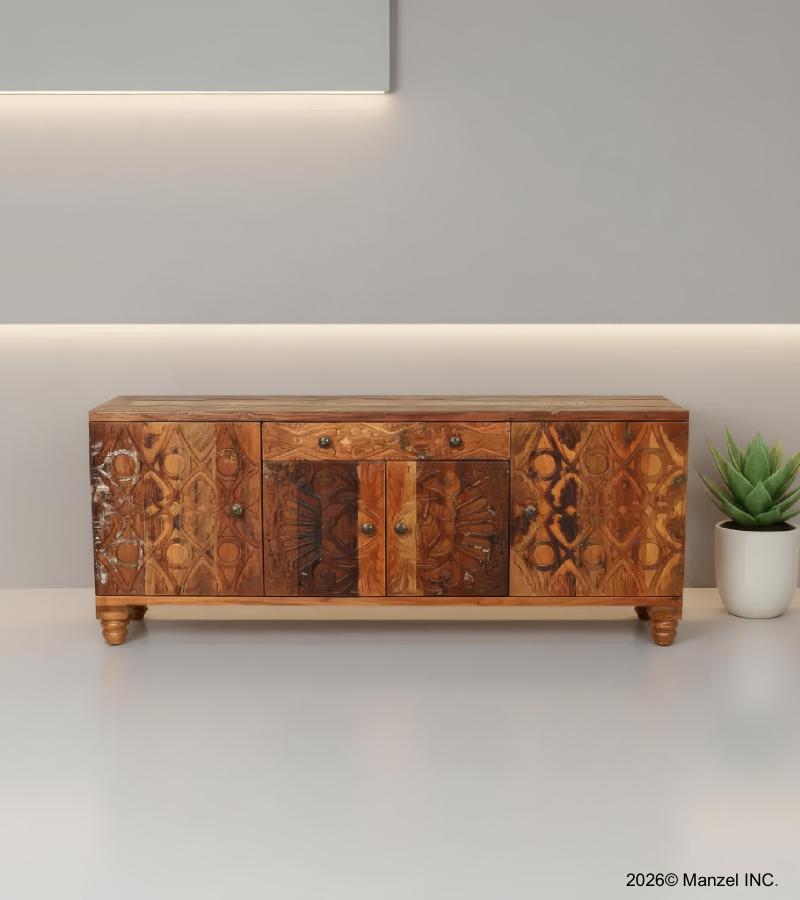 CARVED WOOD TV CABINET JALI