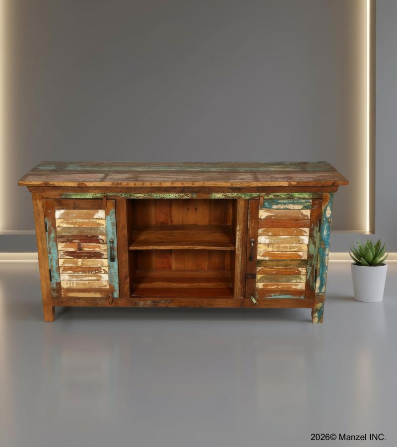 SOLID RECLAIMED TEAK WOOD 2 DOOR CONSOLE SIDEBOARD