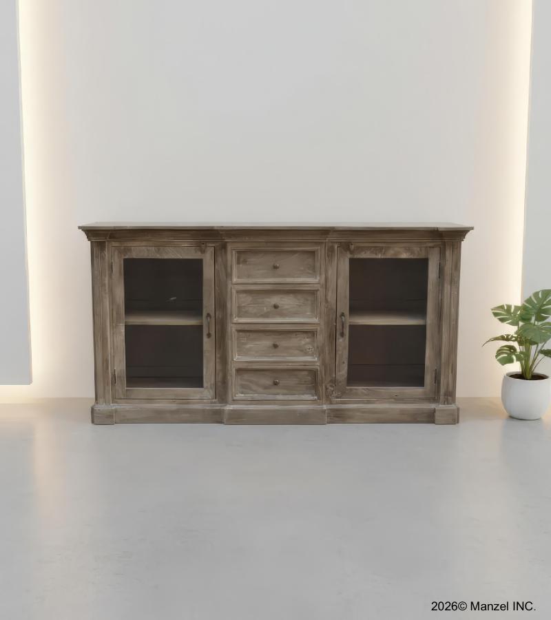 TRADITIONAL SOLID WOOD 4 DRAWER & 2 DOOR SIDEBOARD
