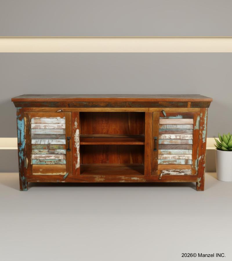 SOLID RECLAIMED TEAK WOOD MEDIA CABINET SIDEBOARD