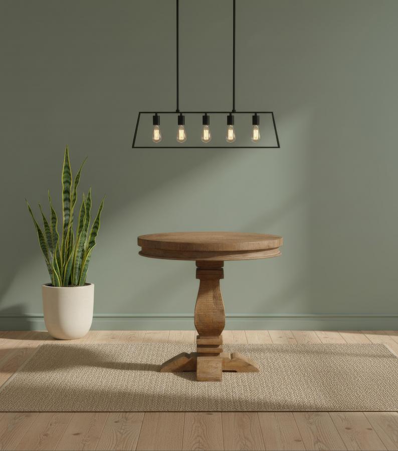 SOLID WOOD ROUND PEDESTAL END TABLE