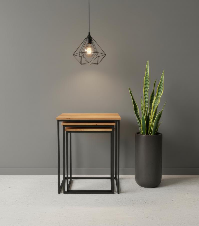 WOOD & IRON NESTING TABLES