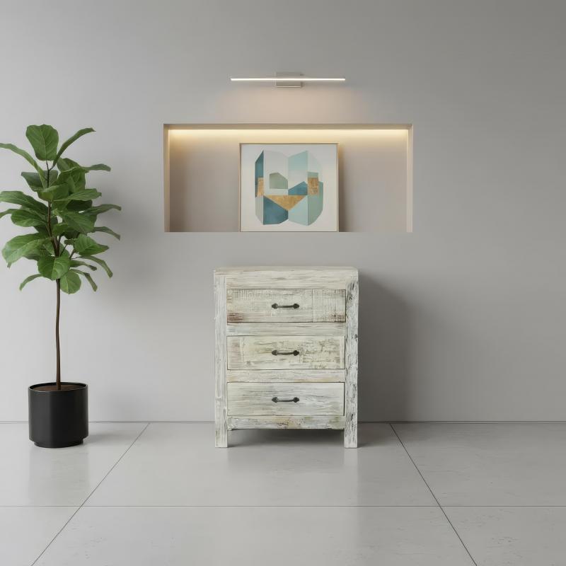 RECLAIMED WOOD 3 DRAWER END TABLE / BEDSIDE TABLE