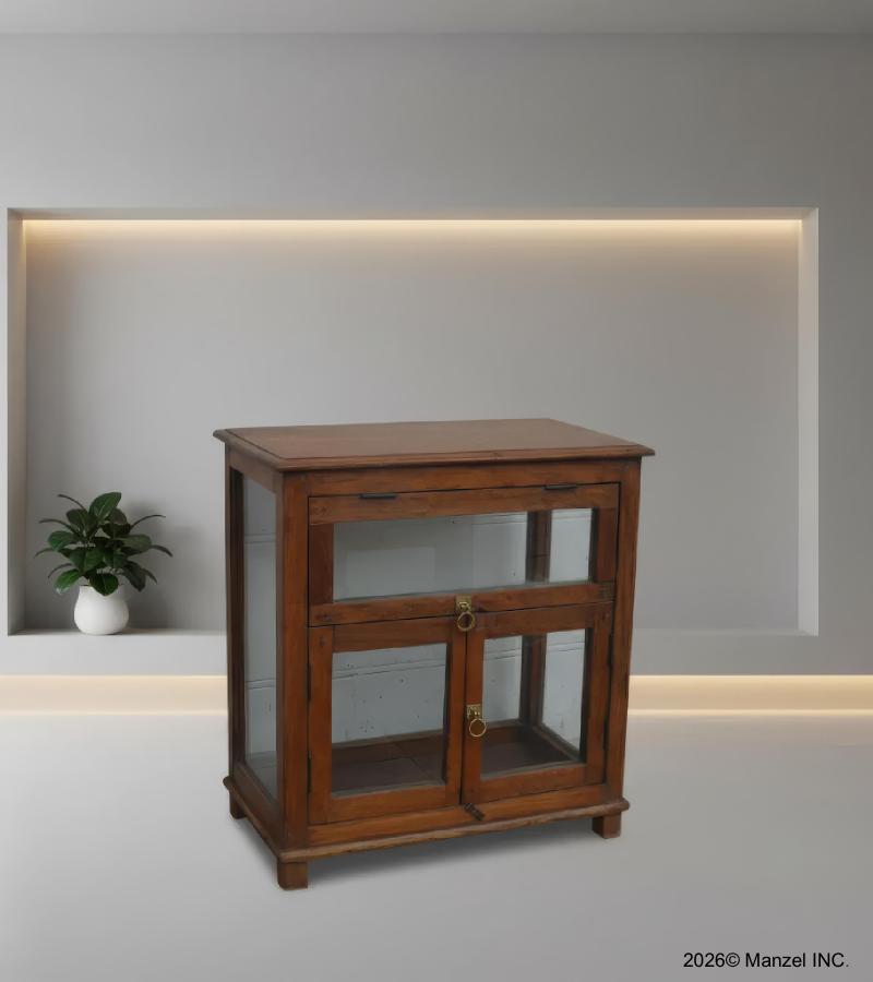 RECLAIMED TEAK & GLASS CABINET