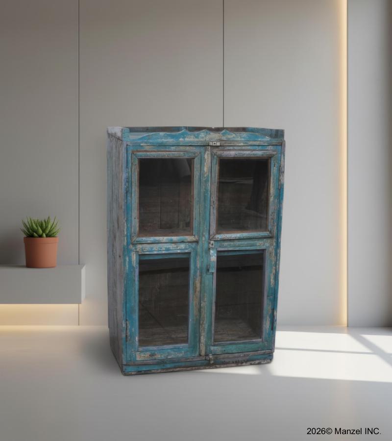 RECLAIMED TEAK & GLASS CABINET