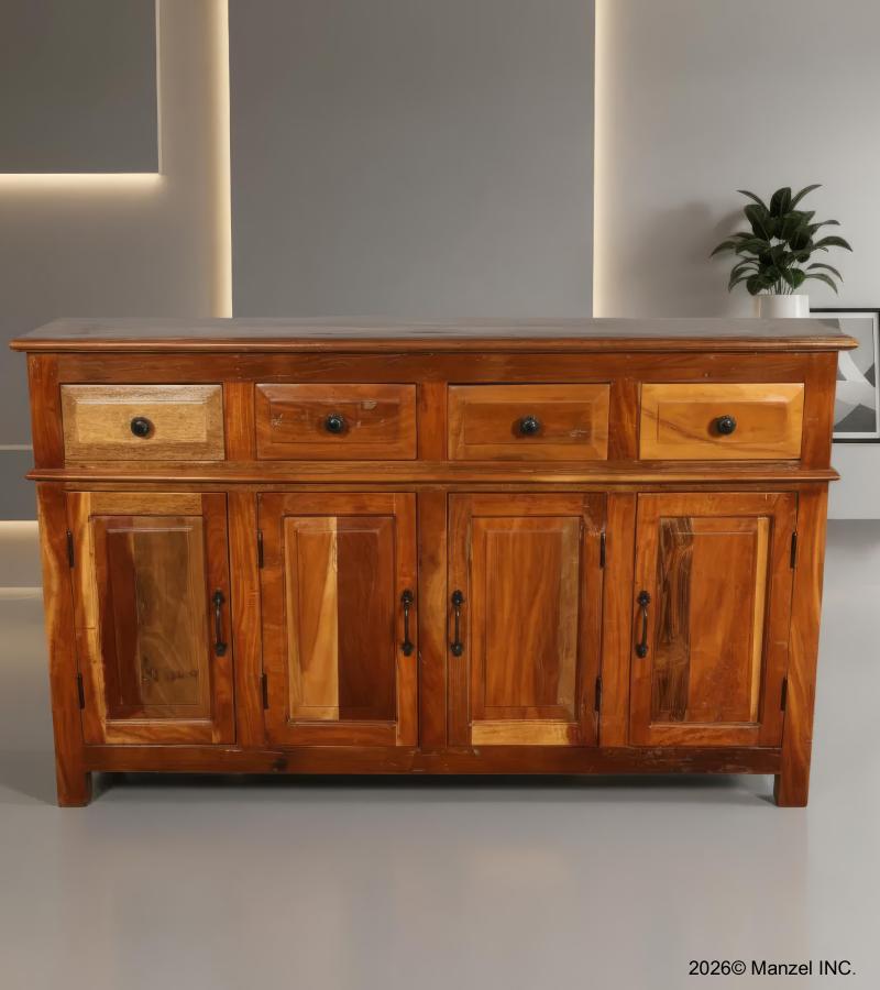SOLID RECLAIMED TEAK WOOD SIDEBOARD 4 DOORS / 4 DRAWERS 