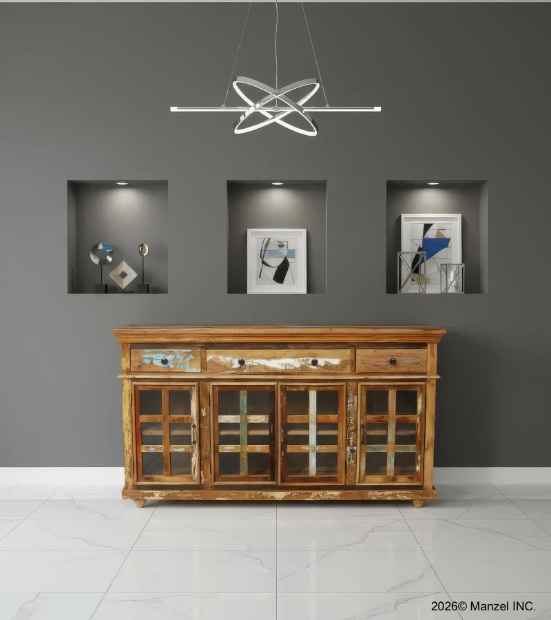 WOODEN GLASS DOOR SIDEBOARD
