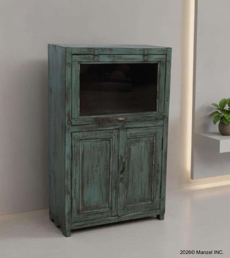 RECLAIMED TEAK & GLASS CABINET
