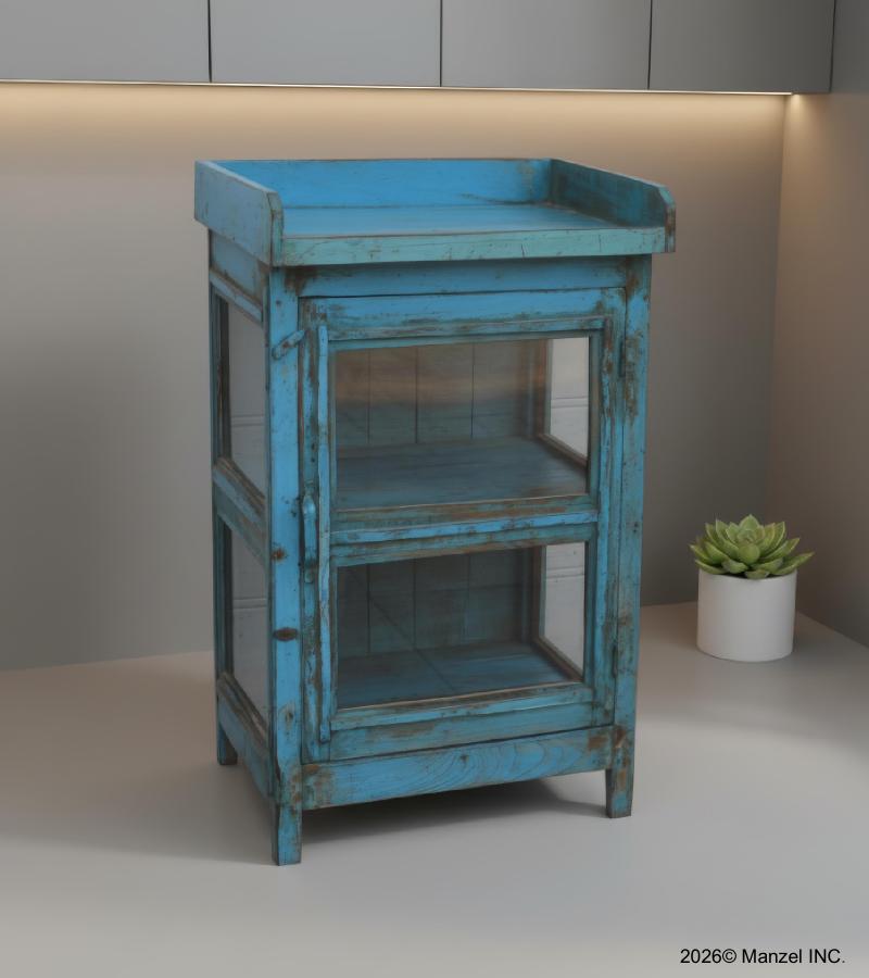 SOLID RECLAIMED TEAK & GLASS CABINET