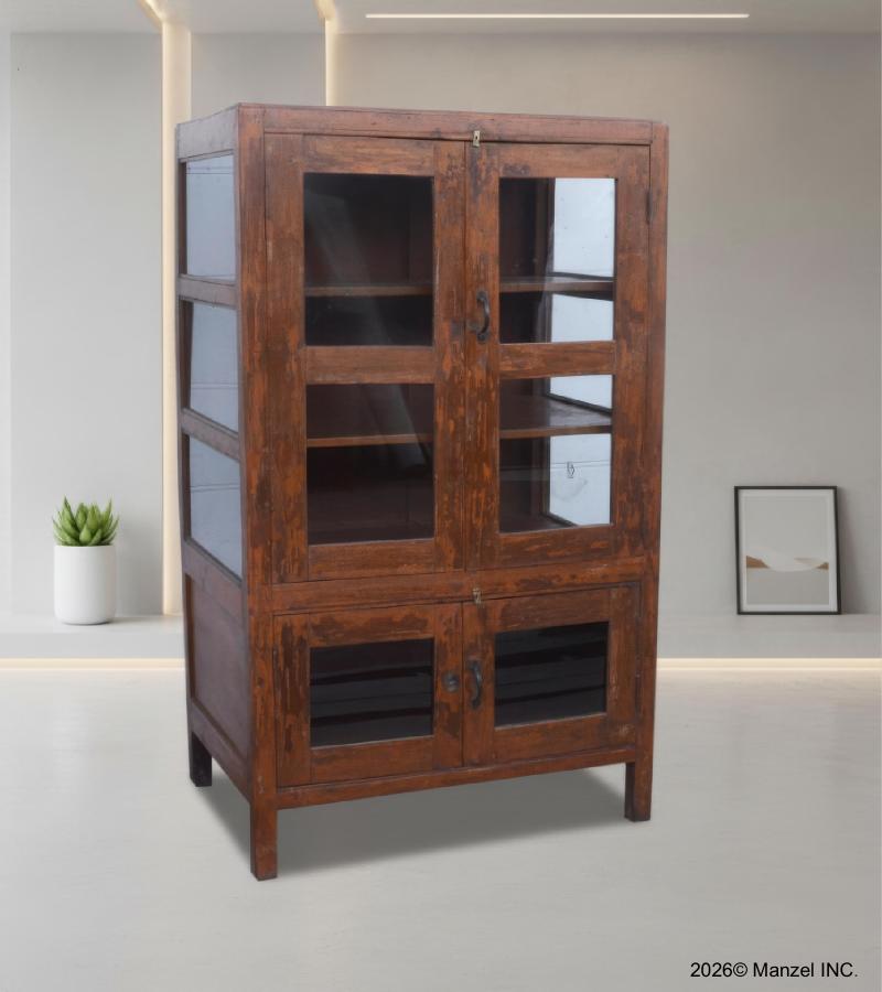 RECLAIMED TEAK & GLASS CABINET
