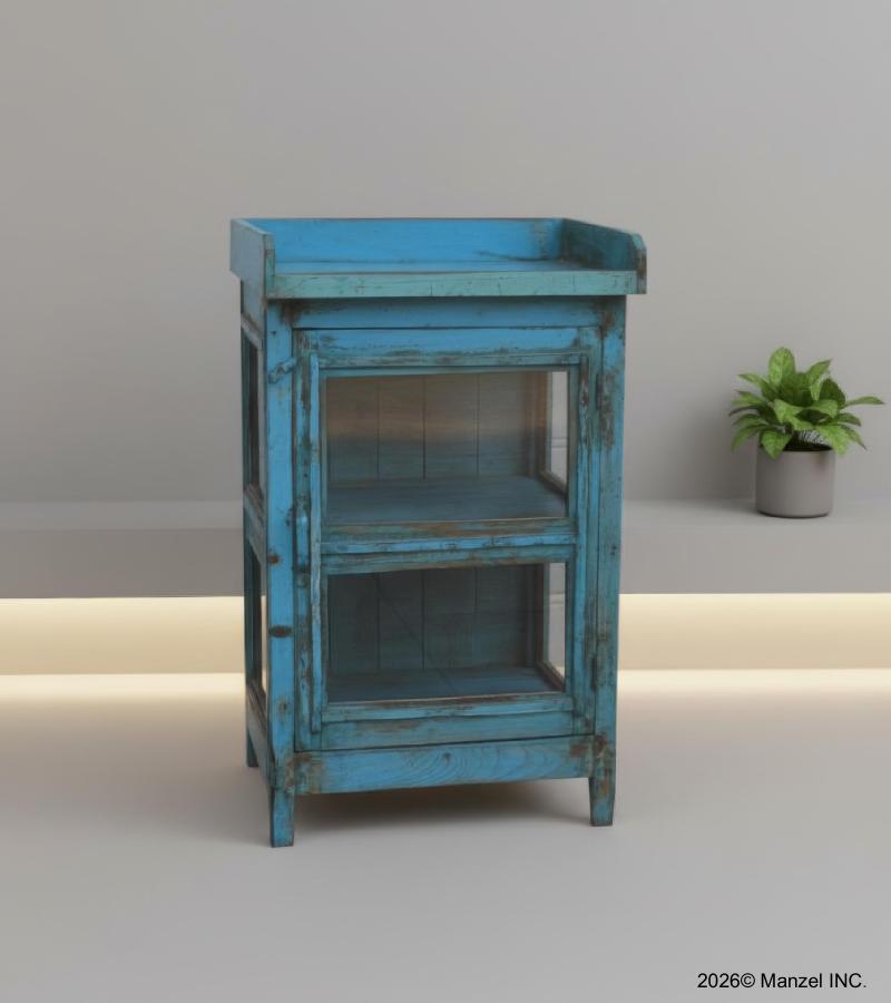RECLAIMED TEAK & GLASS CABINET