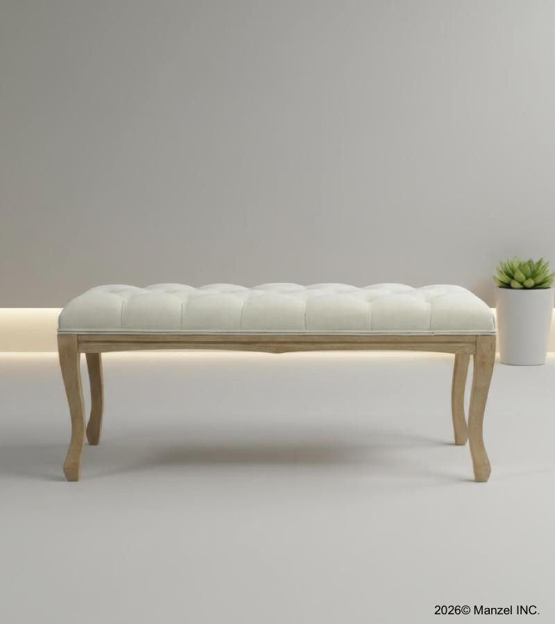 CLOTH UPHOLSTERED & WOOD BENCH