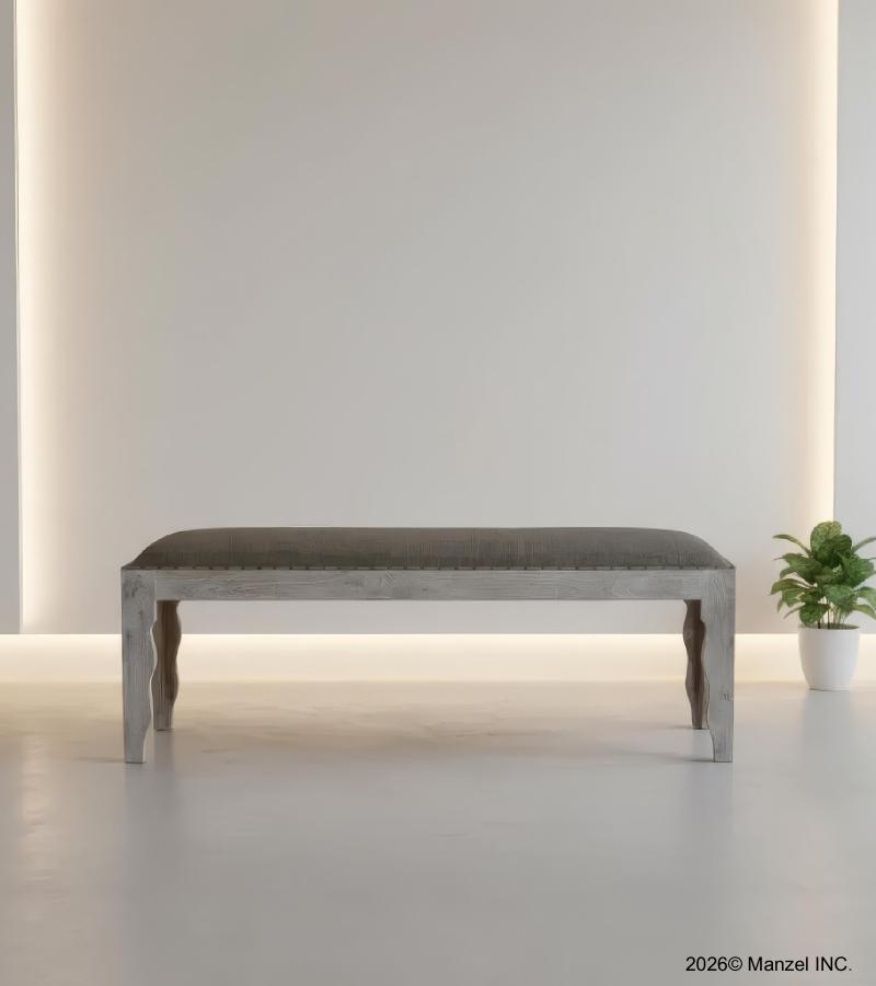 UPHOLSTERED CLOTH & SOLID WOOD BENCH