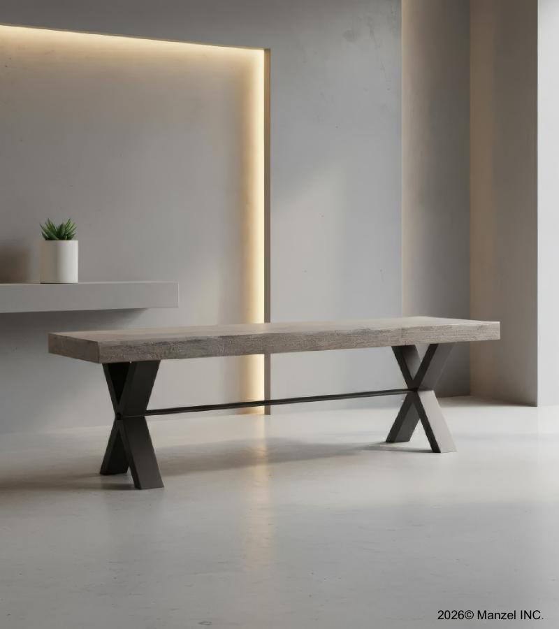 DECORATIVE WOOD & METAL BENCH