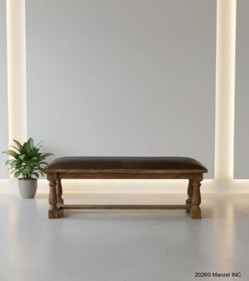 UPHOLSTERED SOLID WOOD BENCH