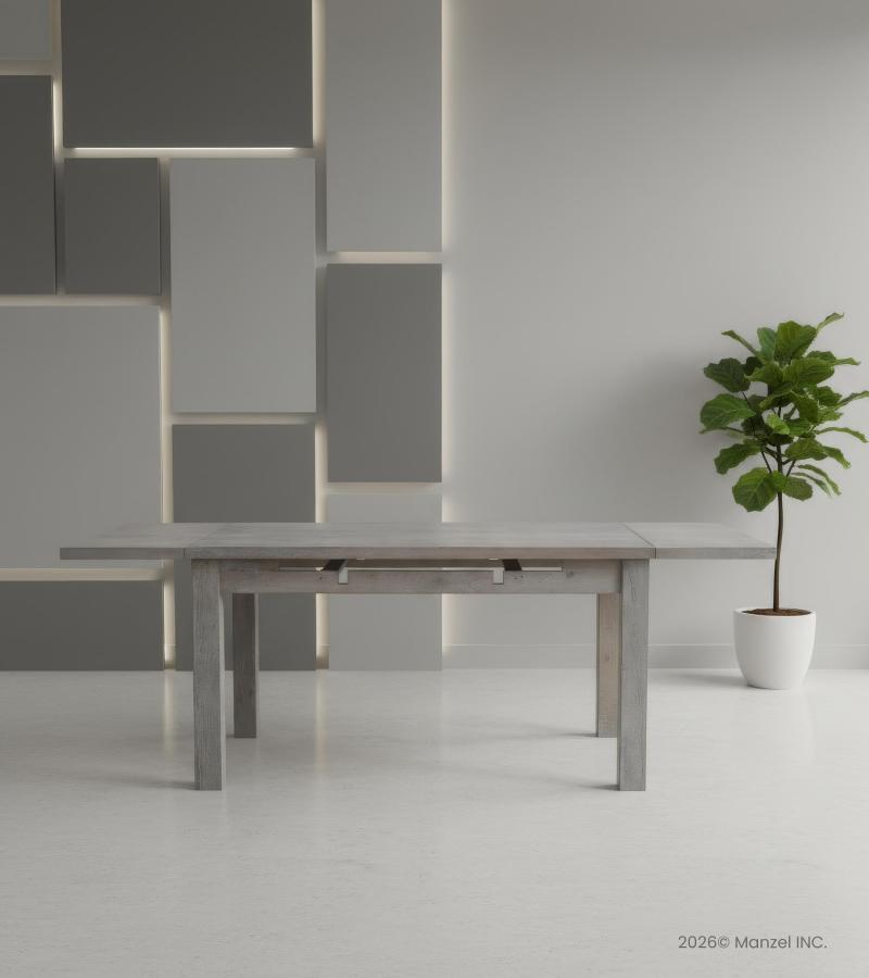 EXTENDABLE SOLID WOOD DINING TABLE W/ SELF-STORING EXTENSIONS