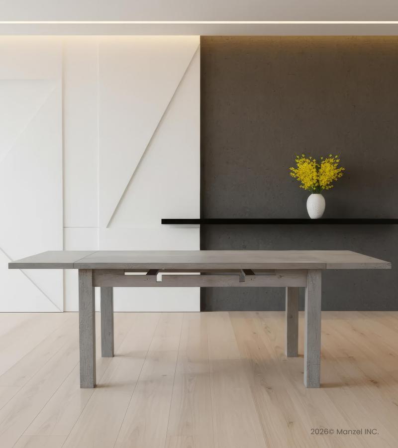 EXTENDABLE SOLID WOOD DINING TABLE W/ SELF-STORING EXTENSIONS