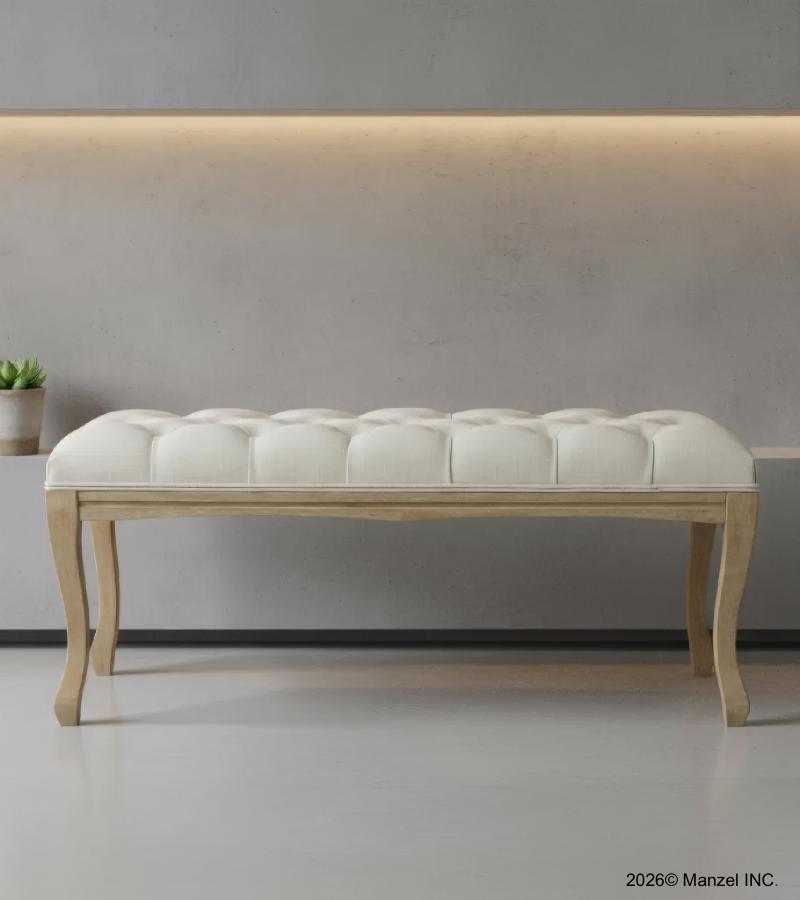 UPHOLSTERED TUFTED & WOOD BENCH