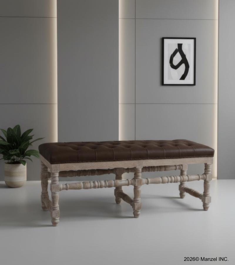 LEATHER UPHOLSTERED BENCH