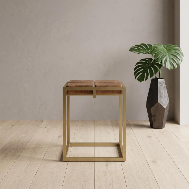 SOLID WOOD & IRON END TABLE