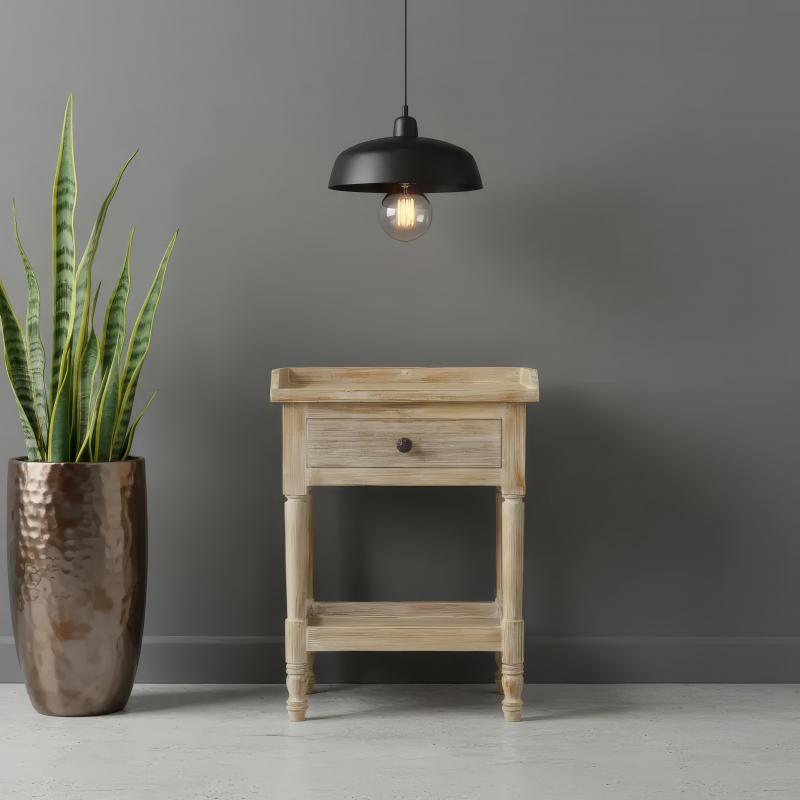 SOLID RECLAIMED TEAK WOOD END TABLE W/ DRAWER