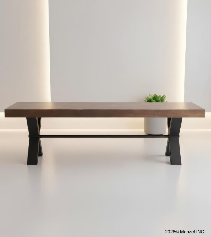 DECORATIVE SOLID WOOD & METAL BENCH