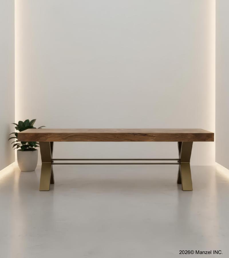 DECORATIVE WOOD & METAL BENCH
