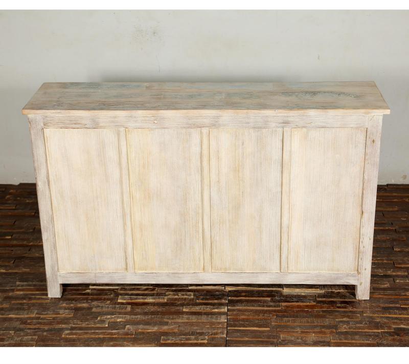 SOLID RECLAIMED TEAK WOOD & GLASS SIDEBOARD
