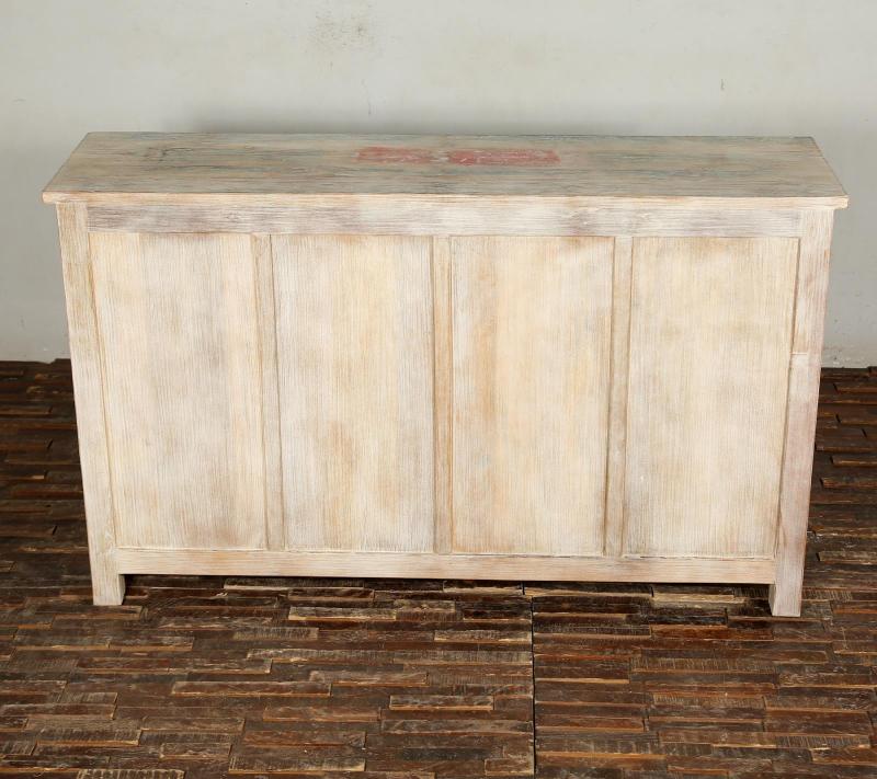 SOLID RECLAIMED TEAK WOOD & GLASS SIDEBOARD