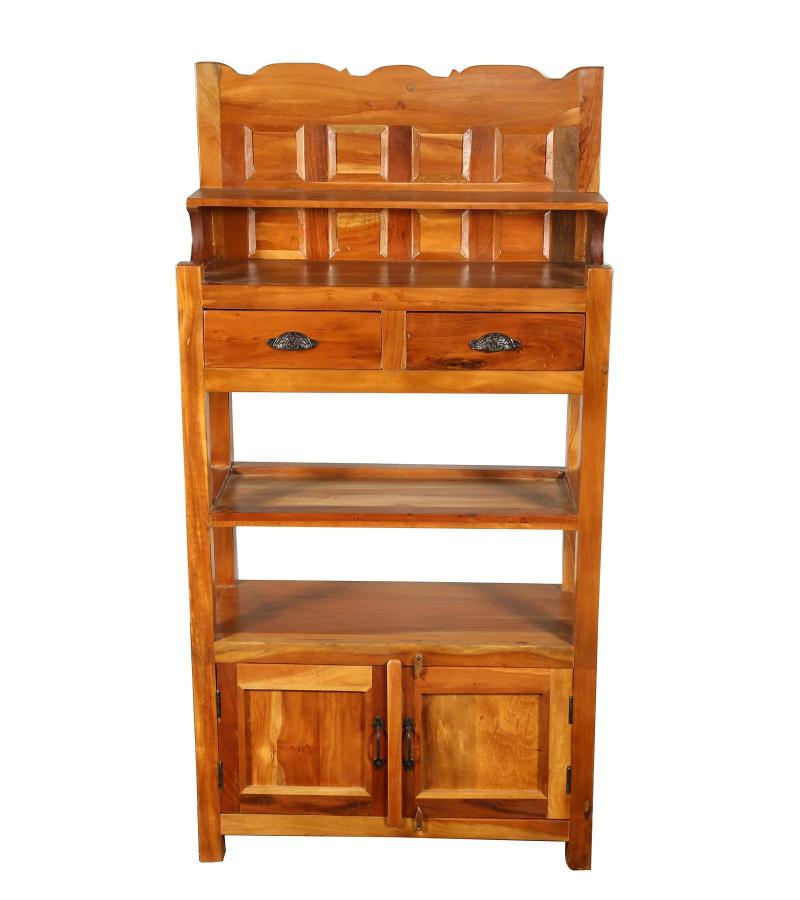 SOLID RECLAIMED TEAK WOOD CABINET WITH DOORS, SHELVES & DISPLAY