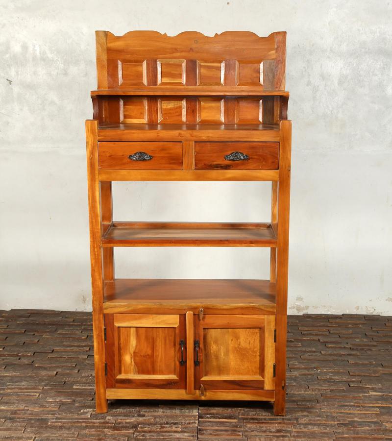 SOLID RECLAIMED TEAK WOOD CABINET WITH DOORS, SHELVES & DISPLAY